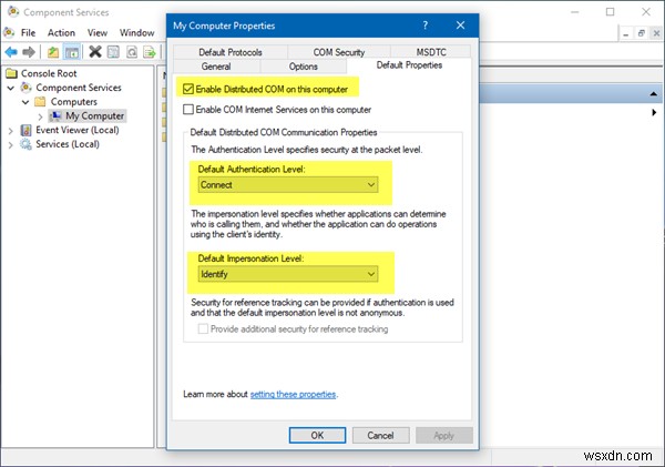 The server did not register with DCOM within the required timeout