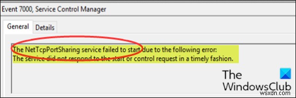 The NET.TCP Port Sharing service failed to start on Windows 11/10