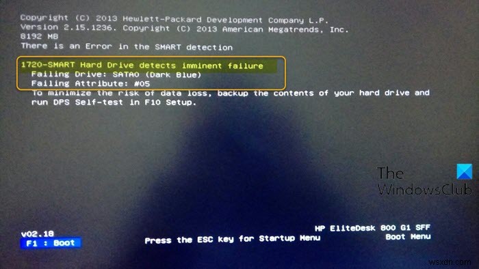 1720 SMART Hard Drive detects imminent failure