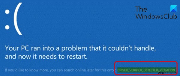Fix DRIVER VERIFIER DETECTED VIOLATION Blue Screen error on Windows 10