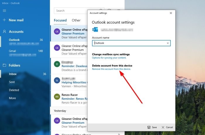 How to change order of email accounts in Windows 10 Mail app
