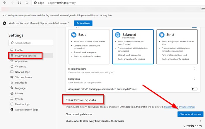 How to delete Browsing History, Cookies, Data, Cache in Edge browser