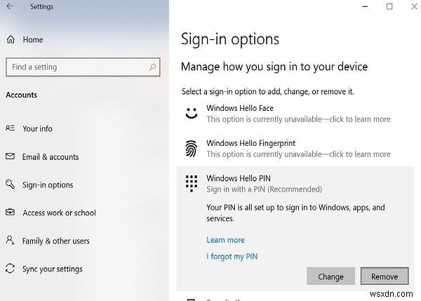 How to remove PIN login in Windows 11/10