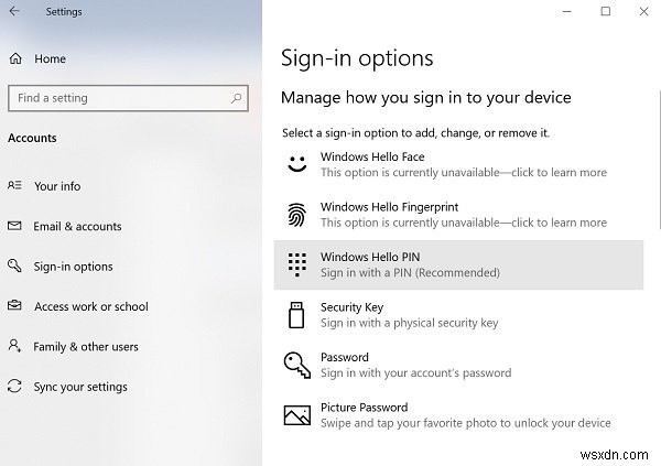 How to remove PIN login in Windows 11/10