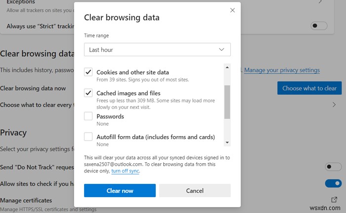How to delete Browsing History, Cookies, Data, Cache in Edge browser