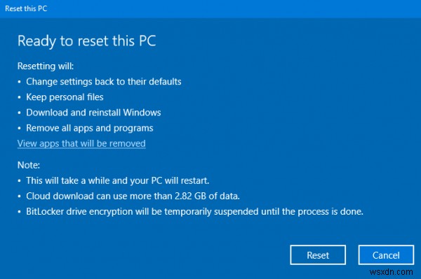 Cloud Reset lets you reinstall or reset Windows 11/10 via the Cloud download option