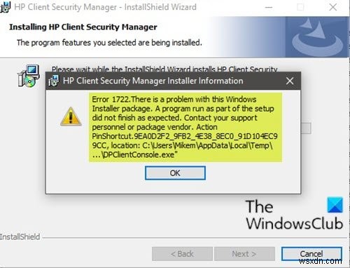 InstallShield Error code 1722 while installing MSI program