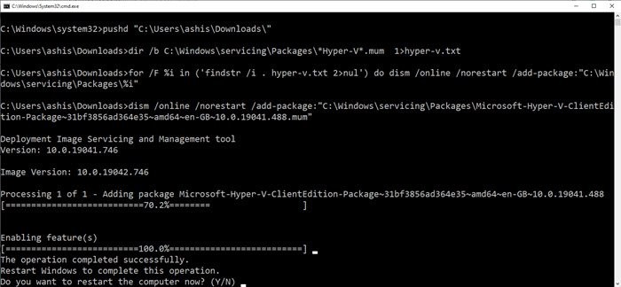 How to install and enable Hyper-V on Windows 11/10 Home