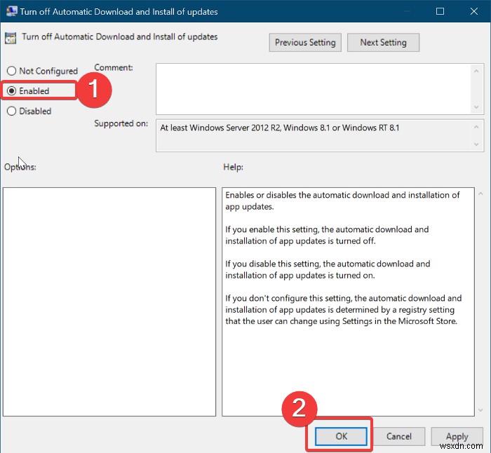 Turn off Automatic Updates for Microsoft Store apps via Registry, GPO or Command line