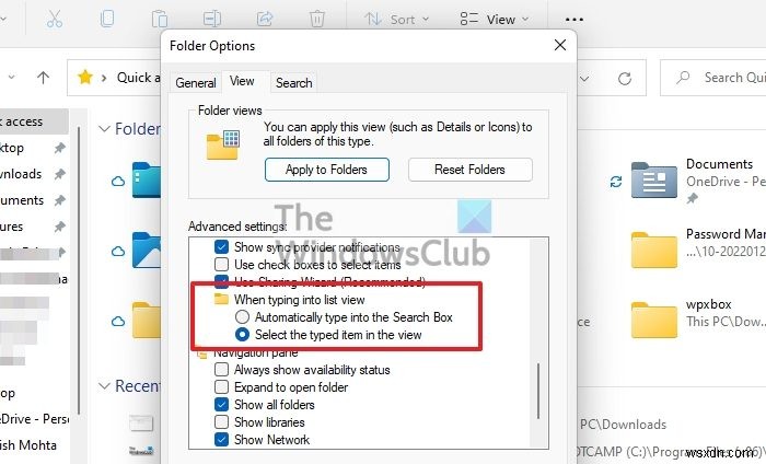 Set File Explorer to automatically type into Search Box or Select an item in Windows 11/10