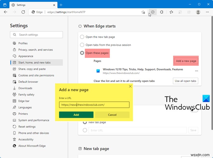 How to set a single or multiple homepages in Edge browser