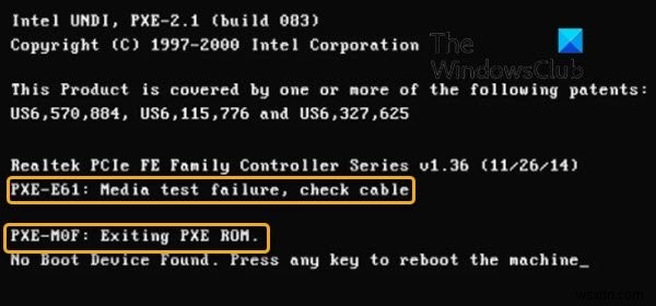 Fix PXE-E61, Media test failure, check cable boot error on Windows 11/10