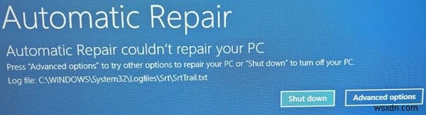 Automatic Startup Repair couldn’t repair your PC in Windows 11/10