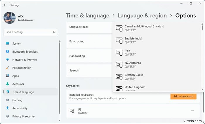 How to add or remove Keyboard layout in Windows 11/10