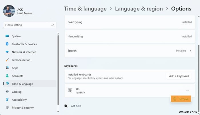 How to add or remove Keyboard layout in Windows 11/10