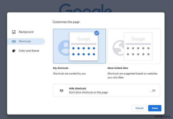 Google Chrome not showing Most visited sites shortcuts or thumbnails on Windows 10