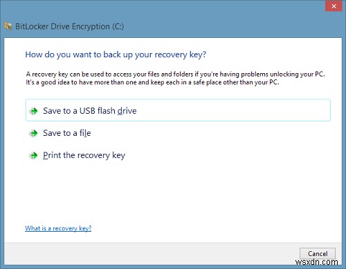 Your recovery key couldn’t be saved to this location error for BitLocker