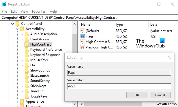 Enable or Disable High Contrast warning message and sound in Windows 11/10