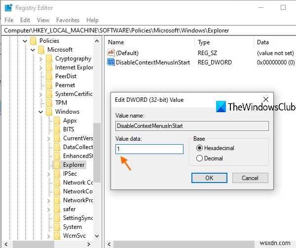Disable Right-Click Context Menu in Start Menu of Windows 11/10