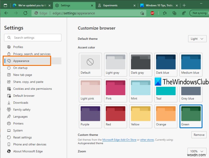 How to Enable and use Accent Color in Microsoft Edge