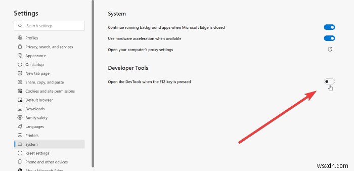 How to disable F12 shortcut for Microsoft Edge Developer Tools