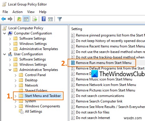 Enable or disable Run Command (Win+R) box in Windows 11/10