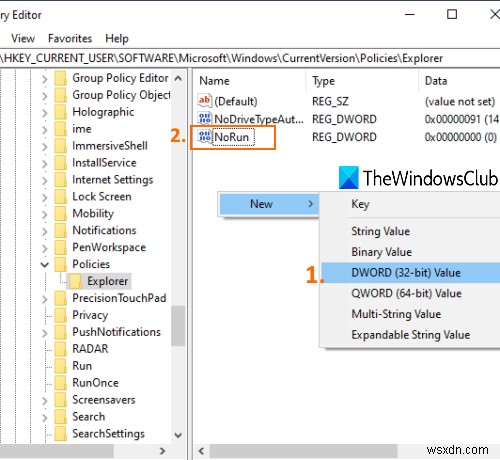Enable or disable Run Command (Win+R) box in Windows 11/10
