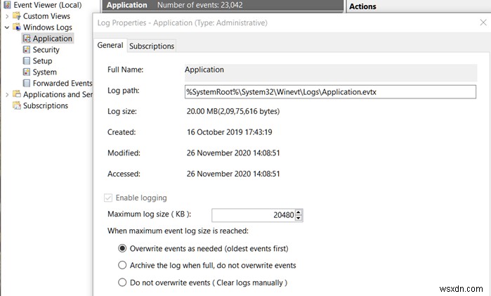 Windows 10 missing events in the Event Log