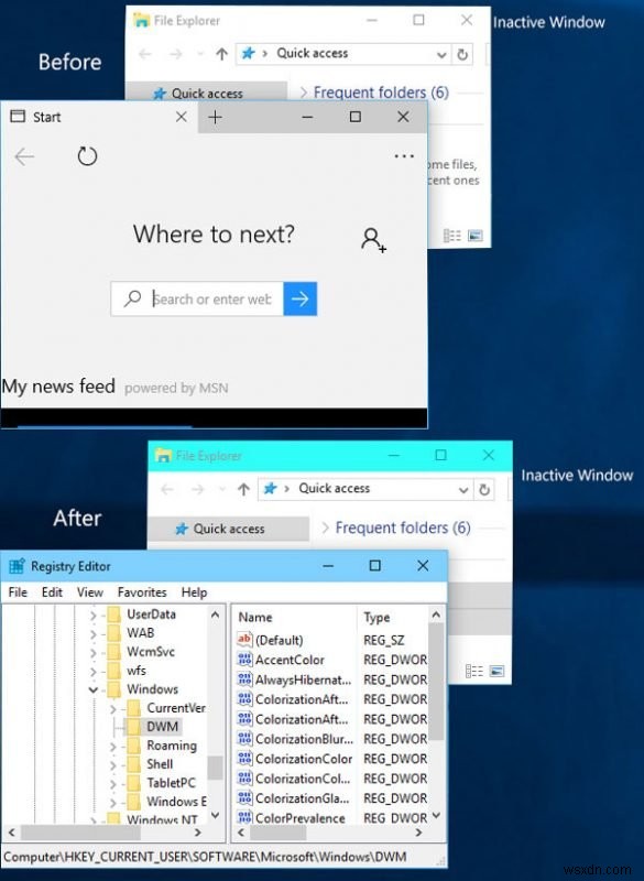 Enable colored Title Bar for Inactive window in Windows 11/10