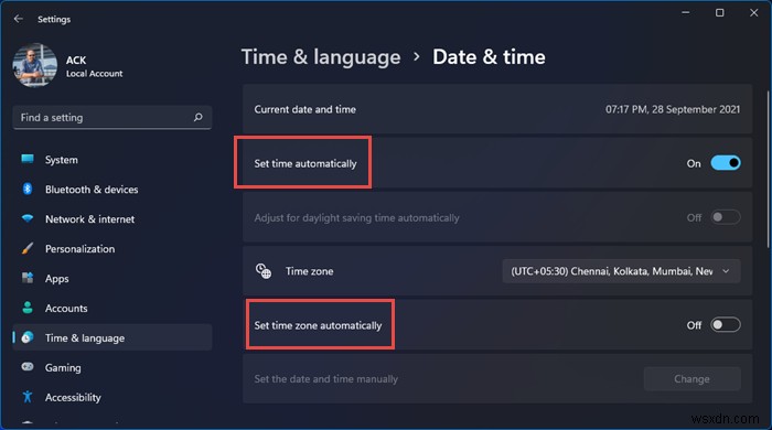 How to Set Time Zone automatically in Windows 11/10