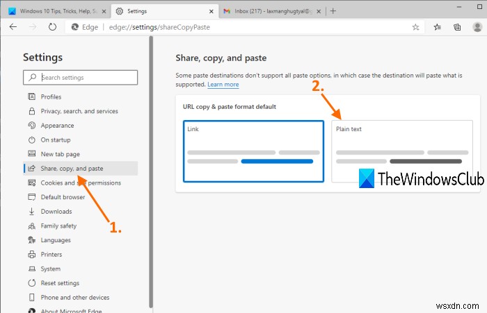 How to disable new URL Copy and Paste feature in Microsoft Edge