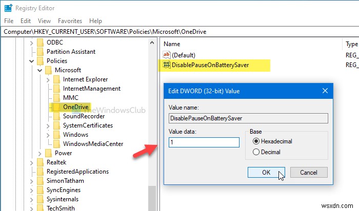 How to make OneDrive continue syncing when Battery Saver Mode is turned on