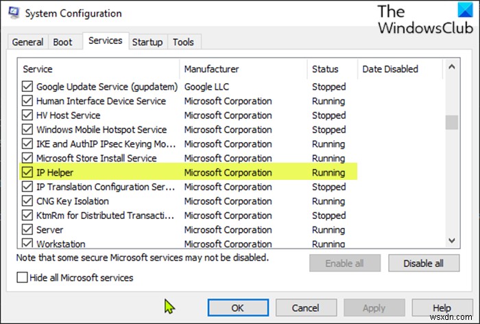 How to enable or disable IP Helper Service in Windows 10