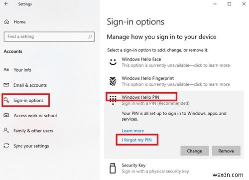 How to reset or change Windows 10 PIN