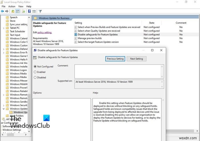 How to disable Safeguards for Feature Updates on Windows 10