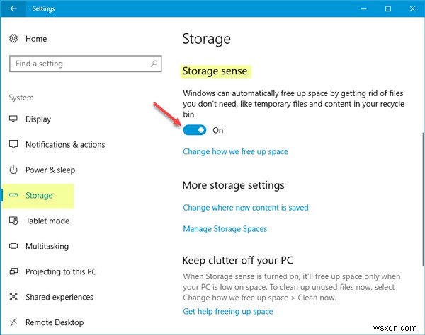 Automatically delete files in Downloads folder & Recycle Bin using Storage Sense in Windows 10