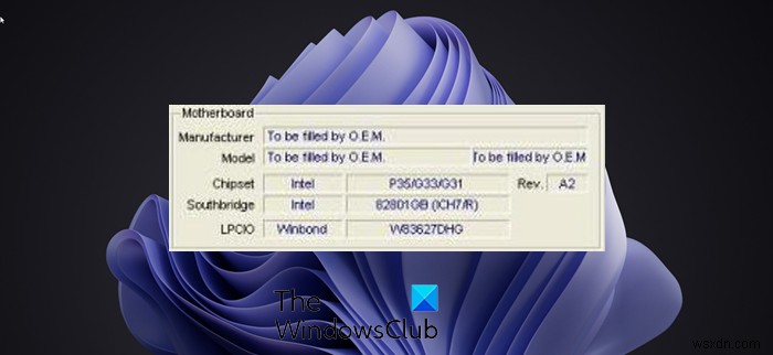 What is To Be Filled By OEM and How to get Drivers to fix this message