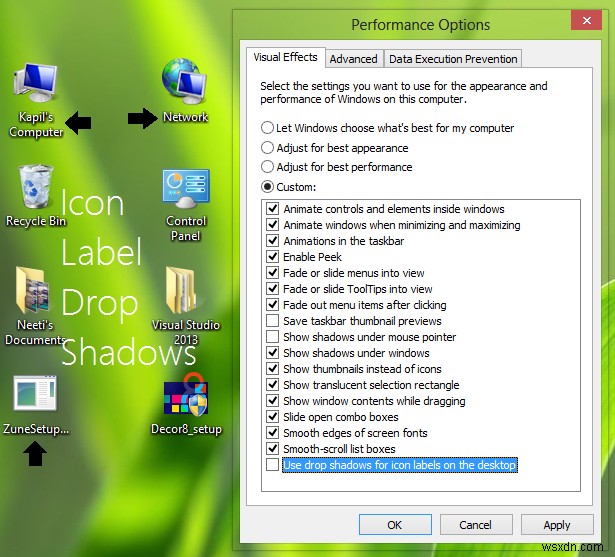 Cannot remove Drop Shadows for Icon Labels on Windows desktop