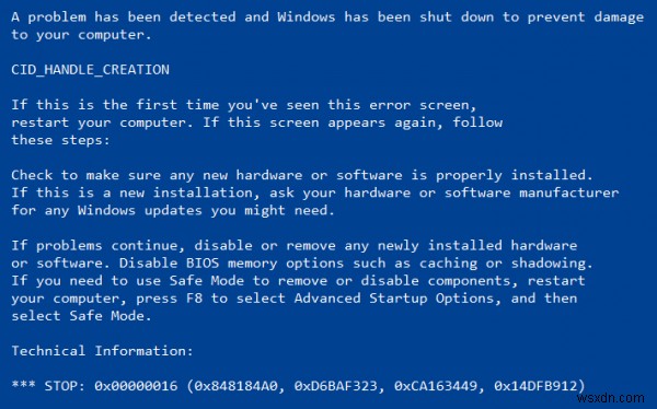 Fix 0x00000016 Blue Screen Error on Windows 11/10