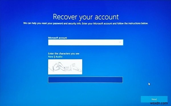Reset Forgotten Microsoft Account password from Login Screen in Windows 11/10