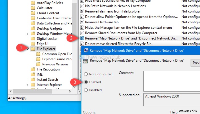 How to remove Map Network Drive and Disconnect Network Drive options from This PC