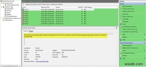 Kernel-Power Event ID 41 error, System has rebooted without cleanly shutting down