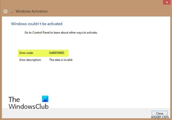 Fix error 0x8007000d when installing, upgrading, updating or activating Windows 11/10
