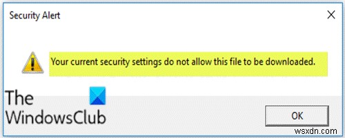 Your current security settings do not allow this file to be downloaded
