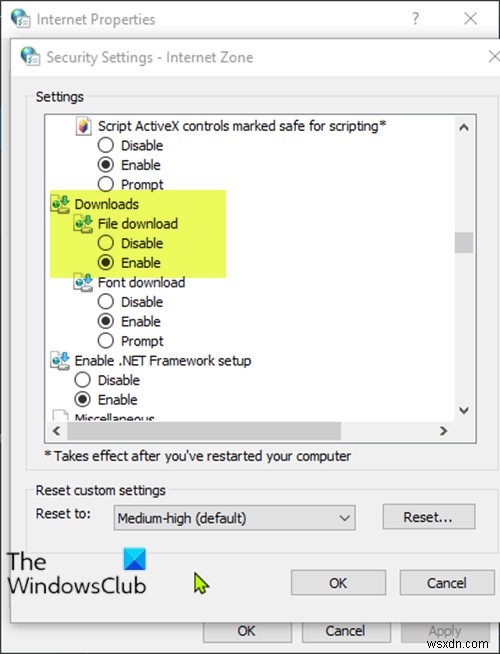 Your current security settings do not allow this file to be downloaded