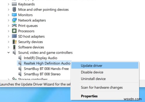 High Definition Audio Device has a driver problem in Windows 10