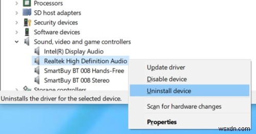 High Definition Audio Device has a driver problem in Windows 10
