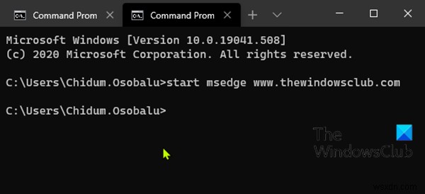 How to open Edge browser using Command Prompt on Windows 10