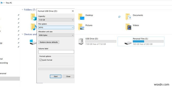 How to format a USB drive to an NTFS File System