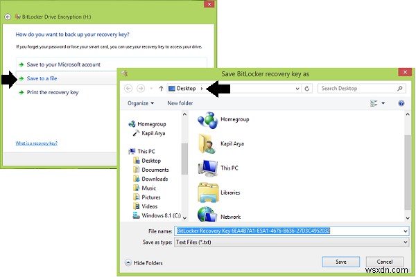 Change default location for saving BitLocker Recovery Key in Windows 11/10